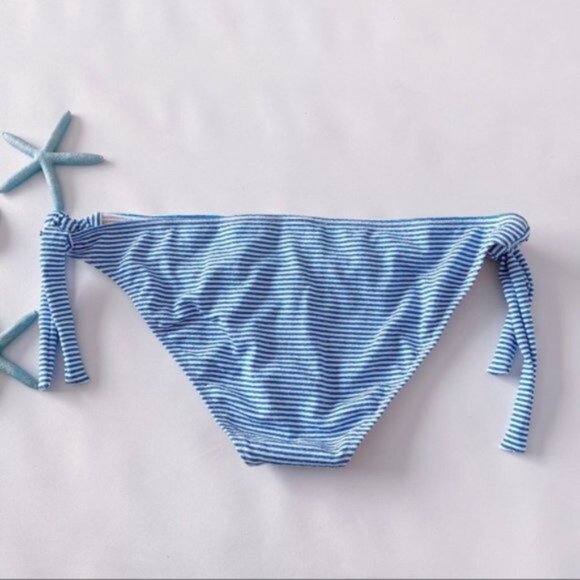 J. Crew | Side Tie Lowrider Bikini Bottom Faded Stripe Blue Preppy Nautical 3X - Picture 7 of 10